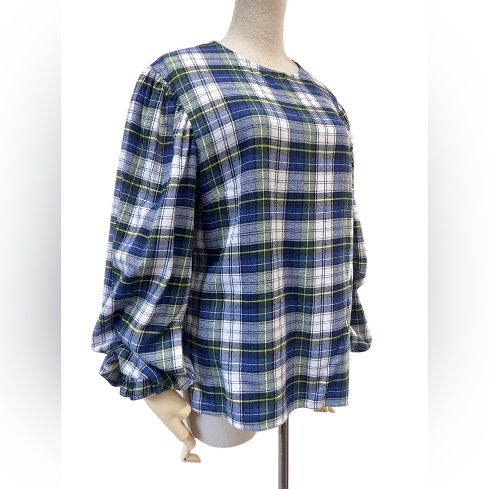 Batsheva blue tartan flannel  top - Picture 3 of 8
